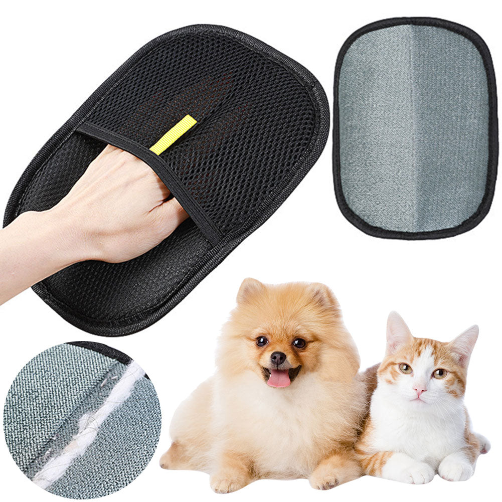 Electrostatic pet hair removal grooming glove