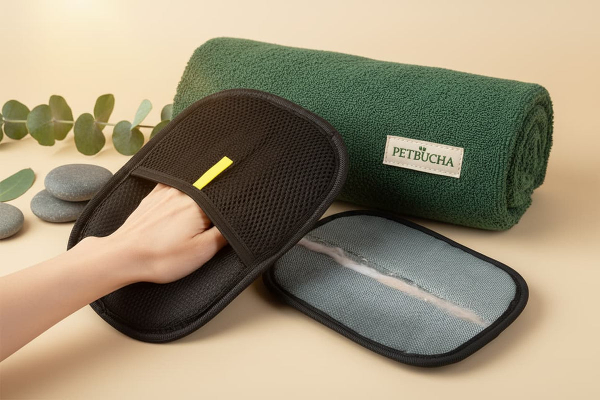 Electrostatic pet hair removal grooming glove